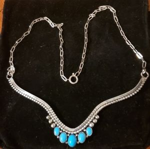 Bea Tom Sterling Necklace w/turquoise stones.